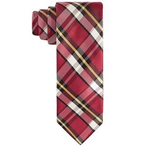 Tayion by‎ Montee Holland Tie Mens Red Crimson Plaid Necktie Formal One Size NWT